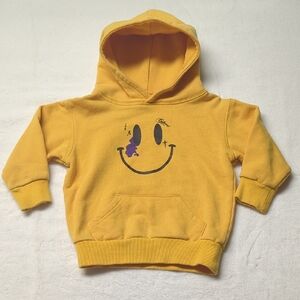 Little Giants Cheerful Yellow Kids Hoodie with Smiley Face